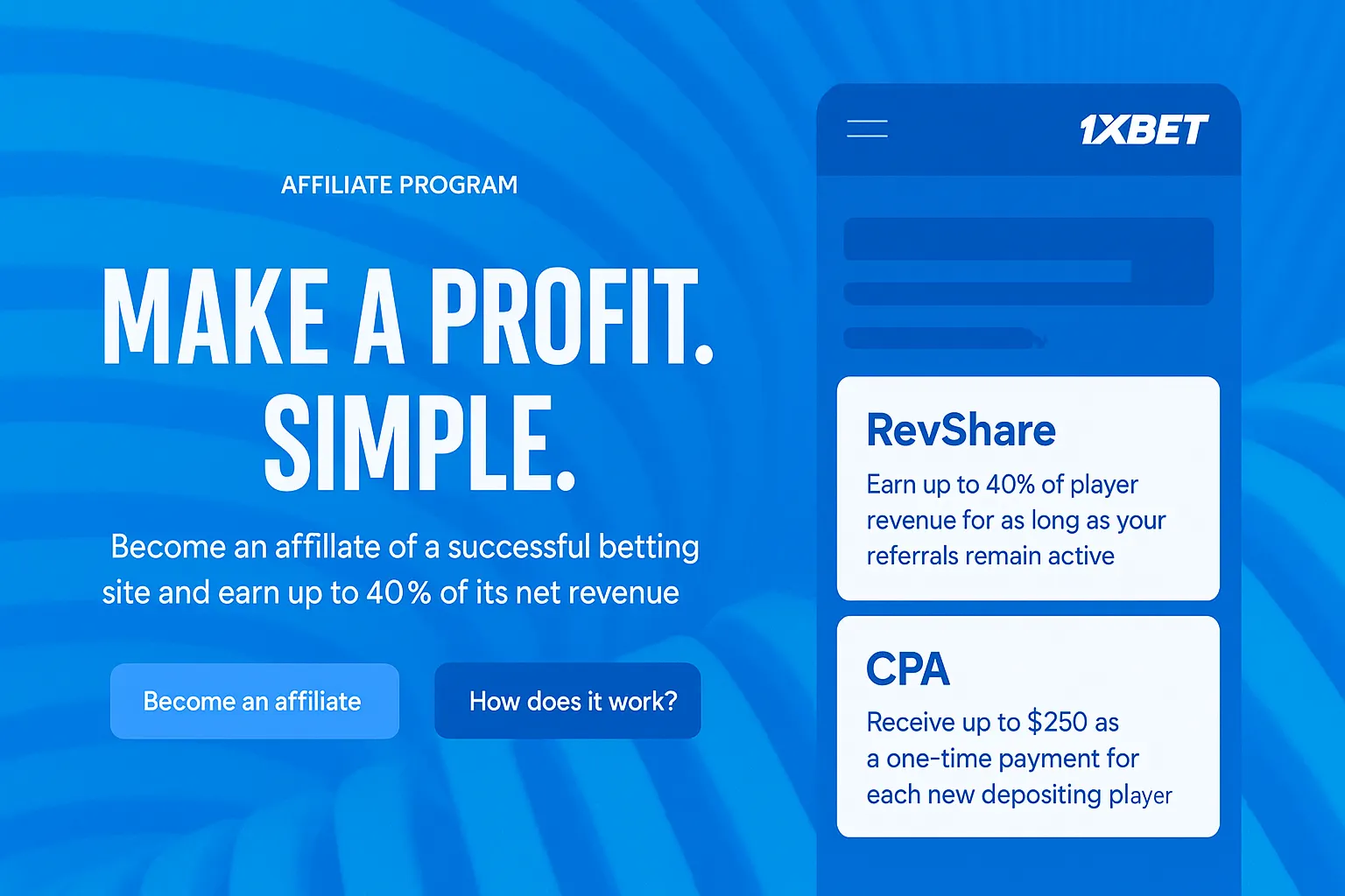 1xBet Partner Program: Start earning profits by becoming a 1xBet partner with exclusive offers and easy registration.